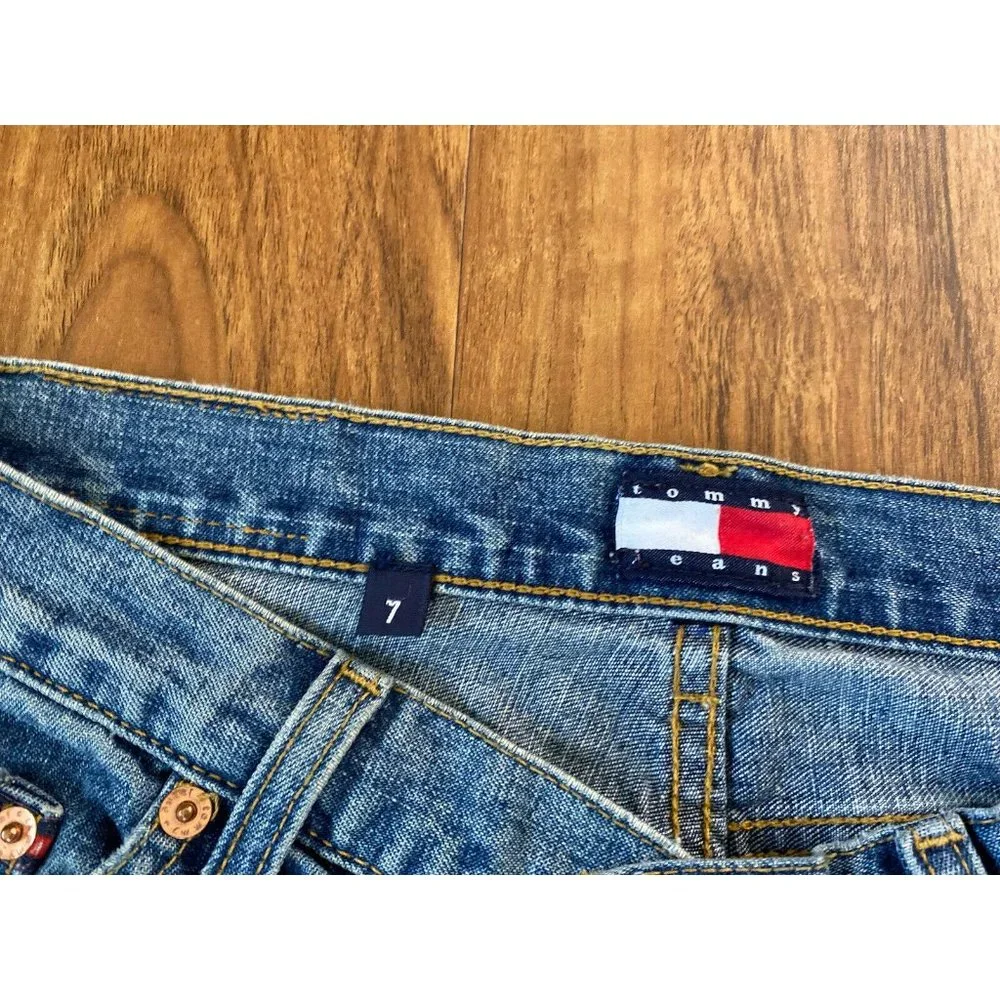 Vintage Tommy Hilfiger Straight Jeans Women's 7 Rare Raw Frayed Hem Side‎ Slits